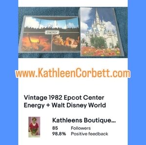 Disney vintage lot of 2 postcards from 1982 Princess Castle+ Epcot Center Energy